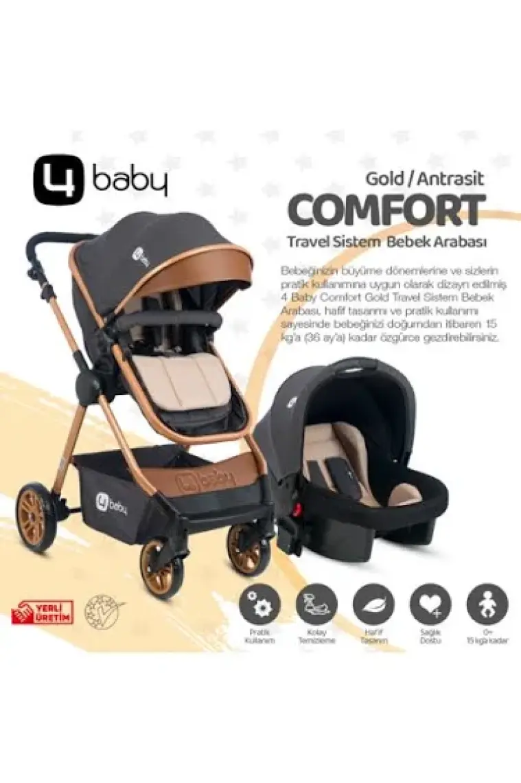 4 Baby Comfort Gold Travel Sistem Bebek Arabası ve Puset