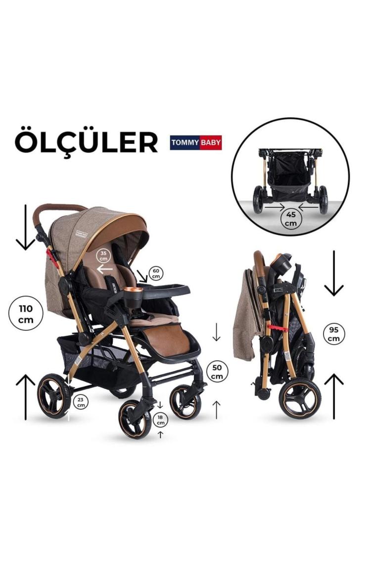 Tommybaby Tornado Plus Gold Alüminyum Lüx Çift Yönlü Bebek Arabası Puset
