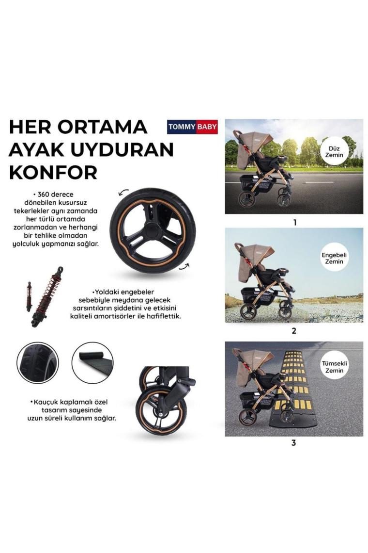 Tommybaby Tornado Plus Gold Alüminyum Lüx Çift Yönlü Bebek Arabası Puset
