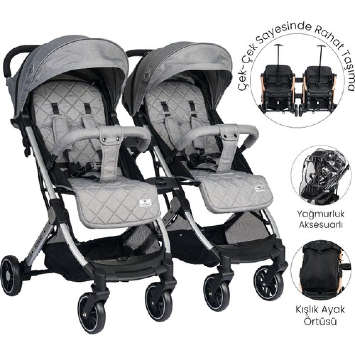 Lorelli Fiorano New Kabin Boy İkiz Bebek Arabası - Dolphin Grey