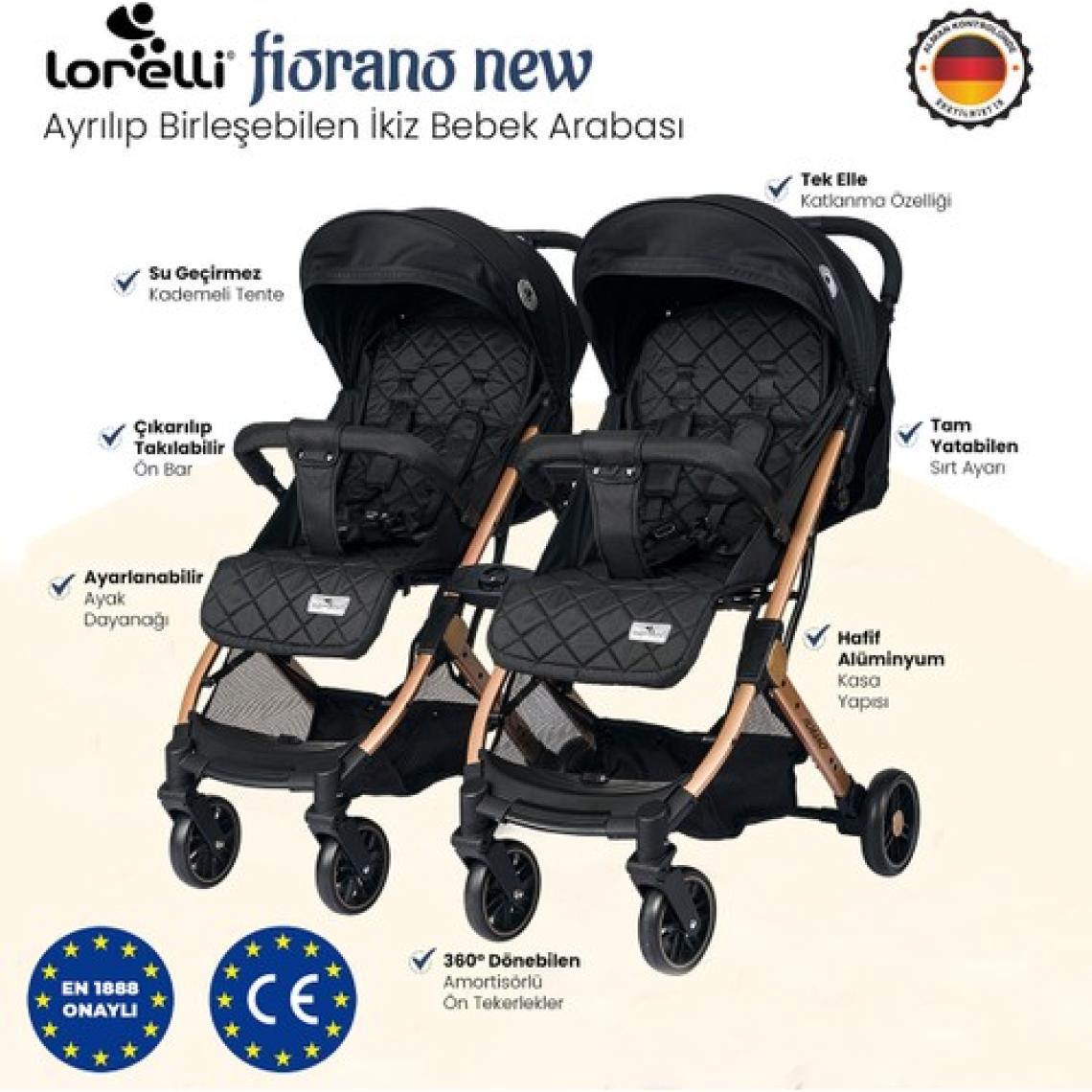 Lorelli Fiorano New Kabin Boy İkiz Bebek Arabası - Dolphin Grey