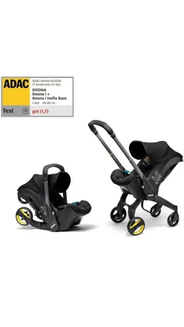 Doona İ Bebek Arabasına Dönüşen Tekerlekli Gr 0 İSize Ana Kucağı Oto Koltuğu - Nitro Black