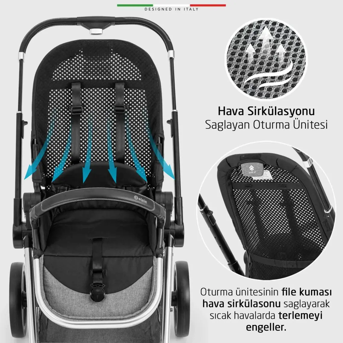 Elele Mido 2 Travel Sistem Bebek Arabası Silver Gri-Siyah