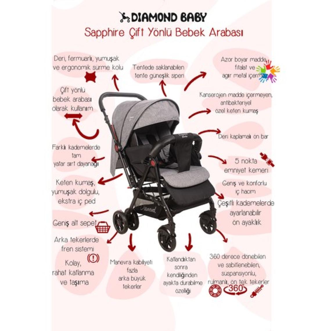 Diamond Baby Sapphire Çift Yönlü Bebek Arabası
