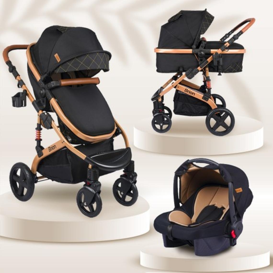 Brion Mila 4 In 1 Çift Yönlü Travel Sistem Bebek Arabası Gold  Siyah