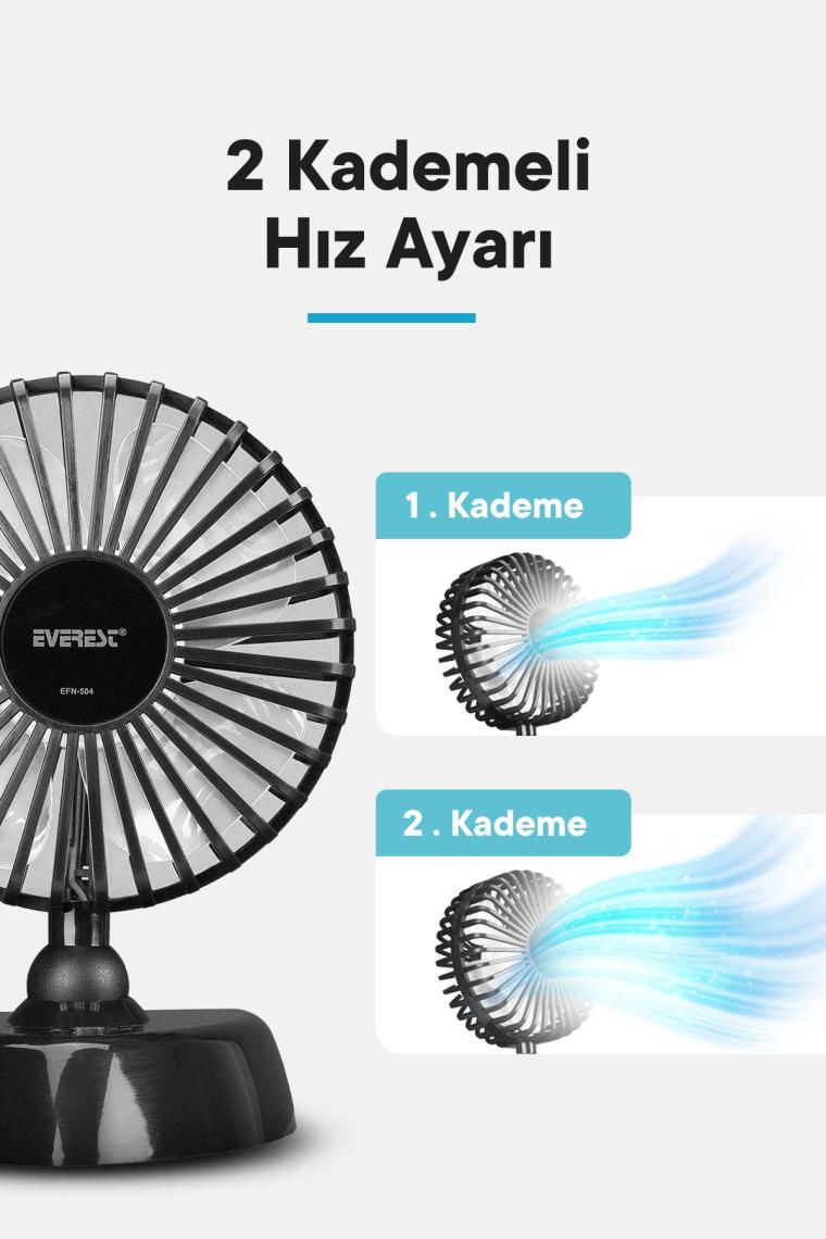 Everest EFN-504 Taşınabilir Masaüstü Siyah USB Fan
