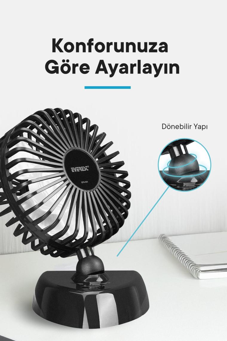 Everest EFN-504 Taşınabilir Masaüstü Siyah USB Fan