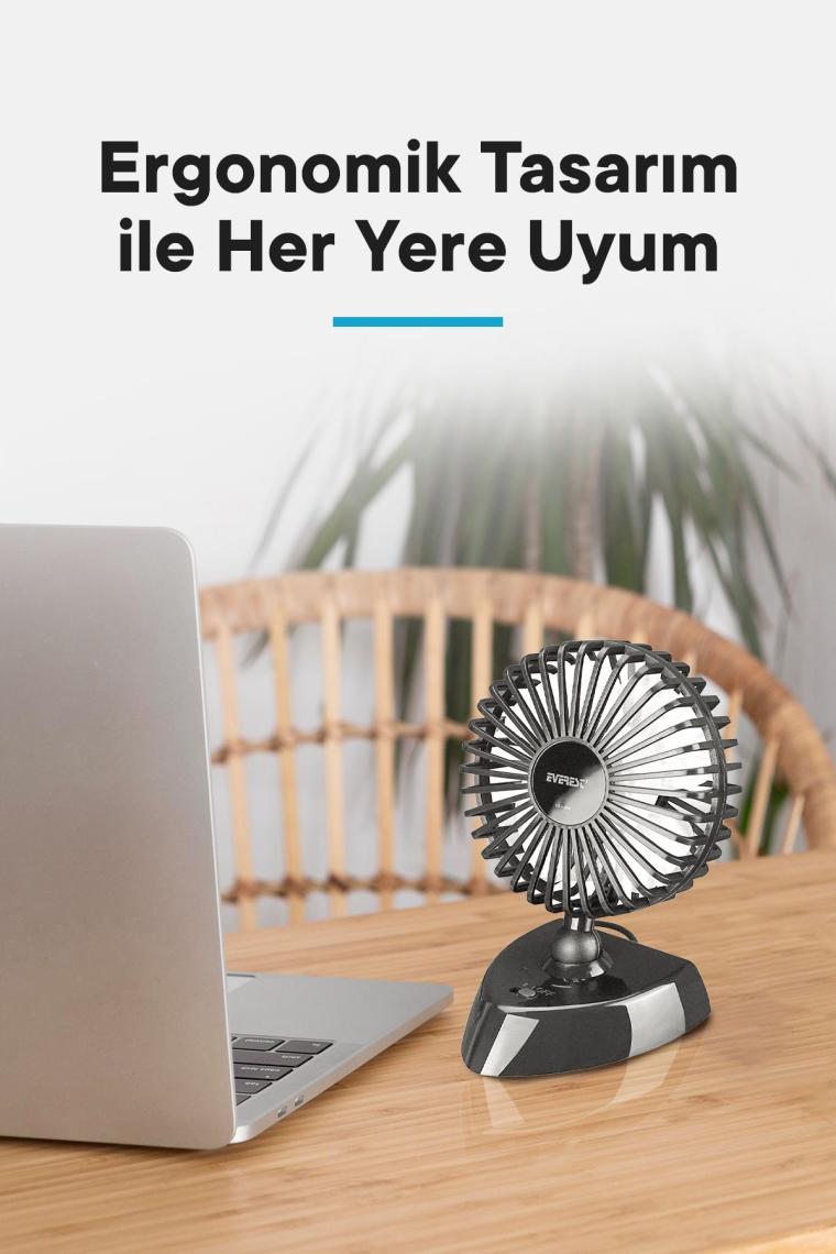 Everest EFN-504 Taşınabilir Masaüstü Siyah USB Fan