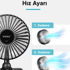 Everest EFN-504 Taşınabilir Masaüstü Siyah USB Fan