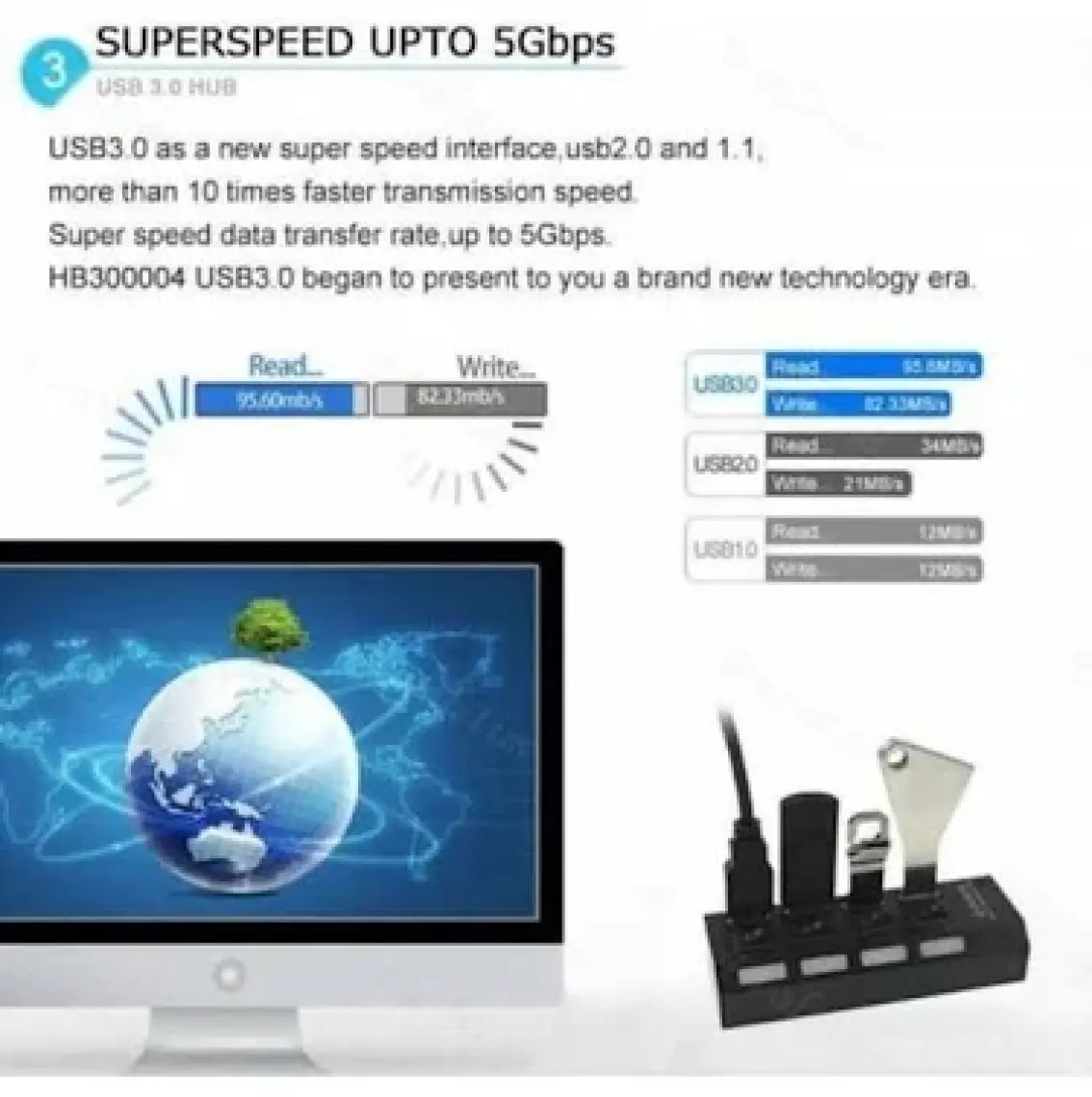 Alfais 4579 4 Port USB 3.0 Hub Çoklayıcı