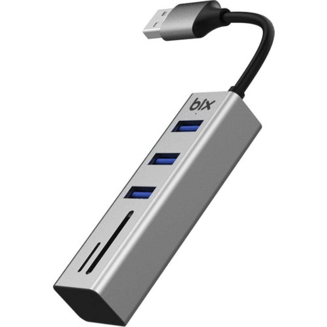 Bix BX04HB 5in1 USB Hub Micro SD / SD Kart Giriş, 3x USB 3.0 Portlu Windows Uyumlu Çoklayıcı Adaptör