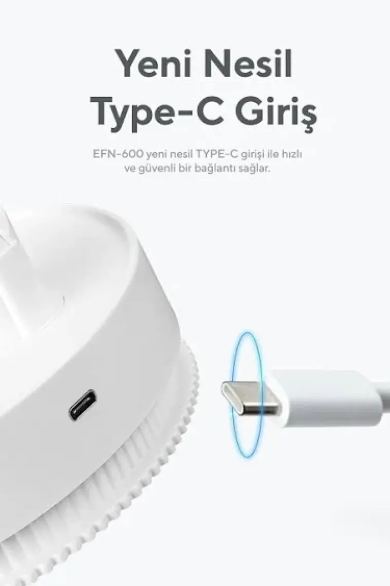 Everest EFN-600 Masaüstü Taşınabilir Şarjlı Beyaz 2000MAH USB Fan