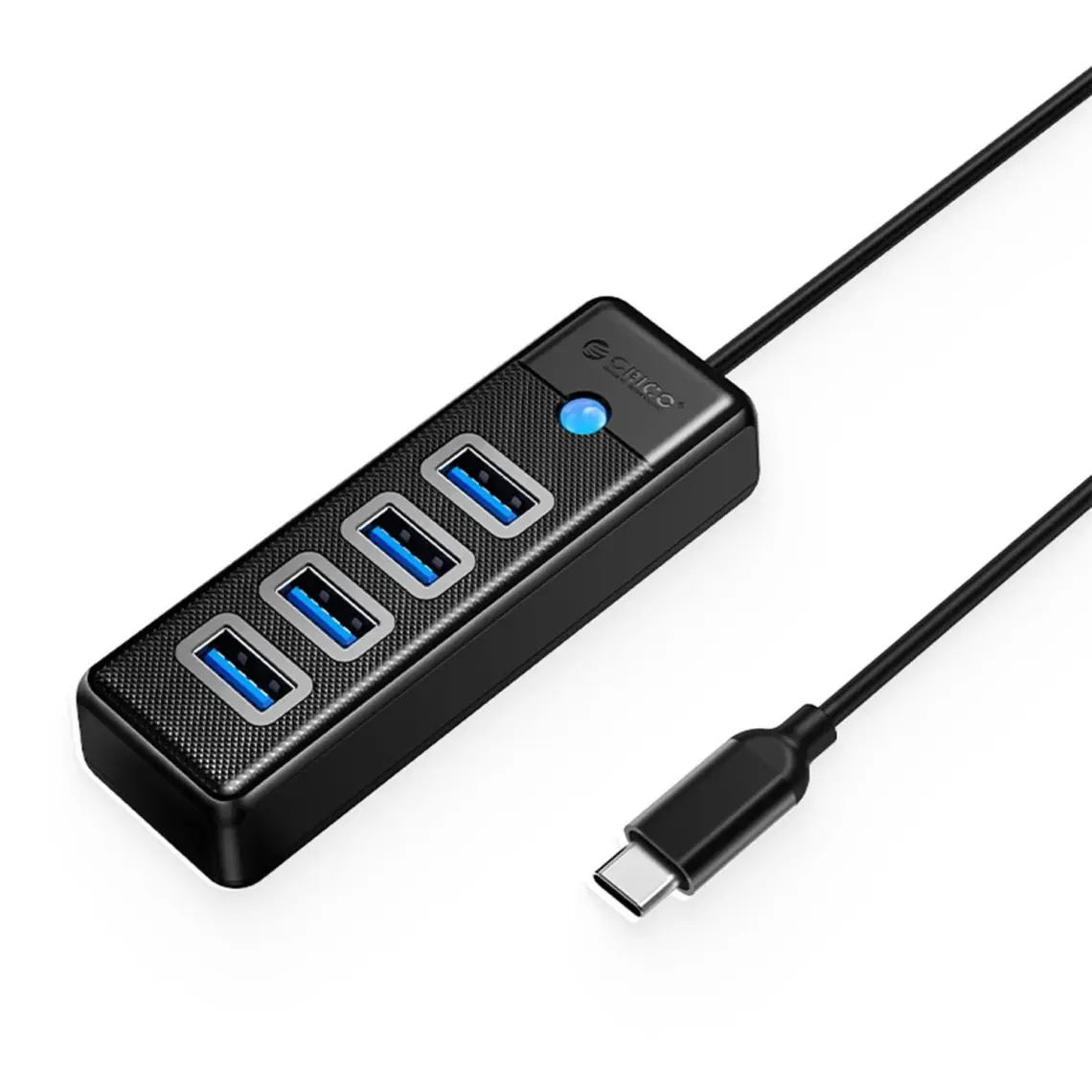 Orico Type-C To 4 Portlu Usb3.0 5gbps Çoklu USB Bağlantı Noktası Çoklayıcı Hub, 15CM, Siyah, PW4U-C3-015-BK