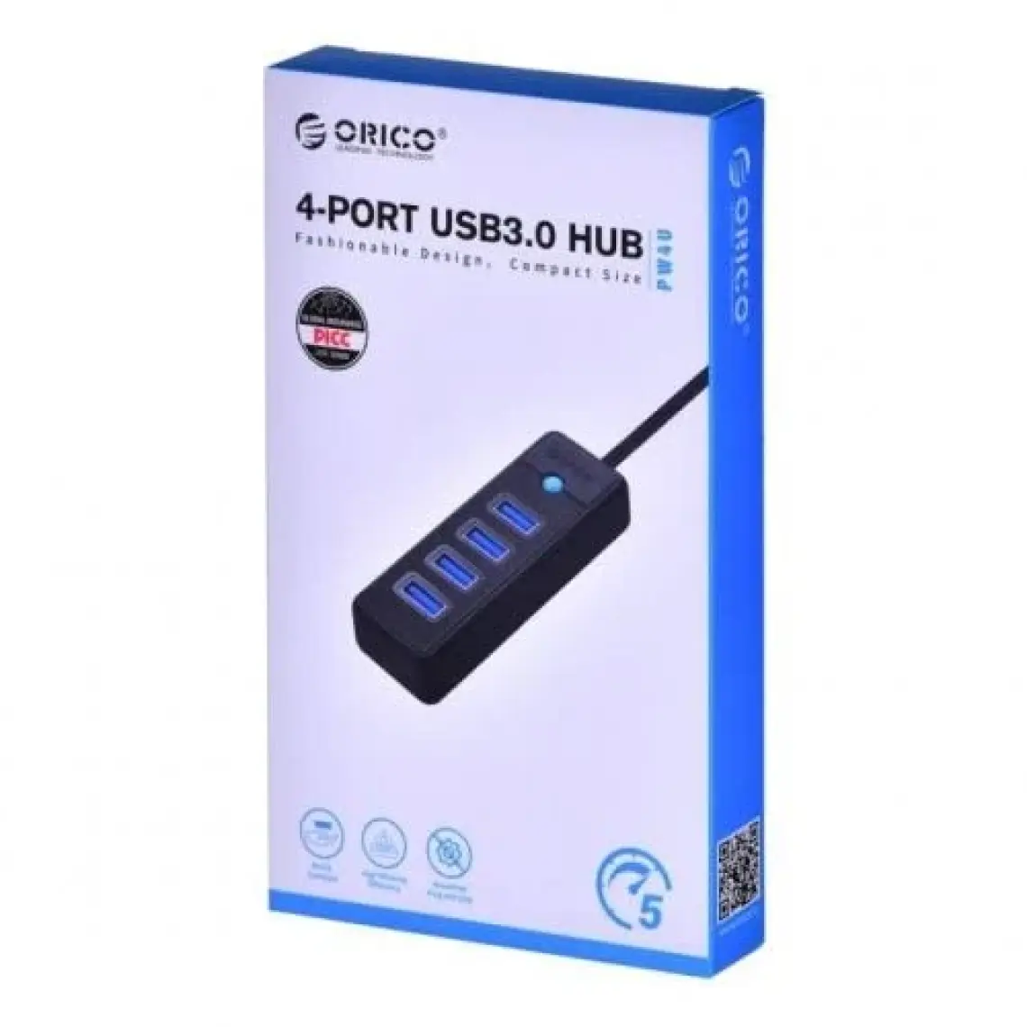 Orico Type-C To 4 Portlu Usb3.0 5gbps Çoklu USB Bağlantı Noktası Çoklayıcı Hub, 15CM, Siyah, PW4U-C3-015-BK