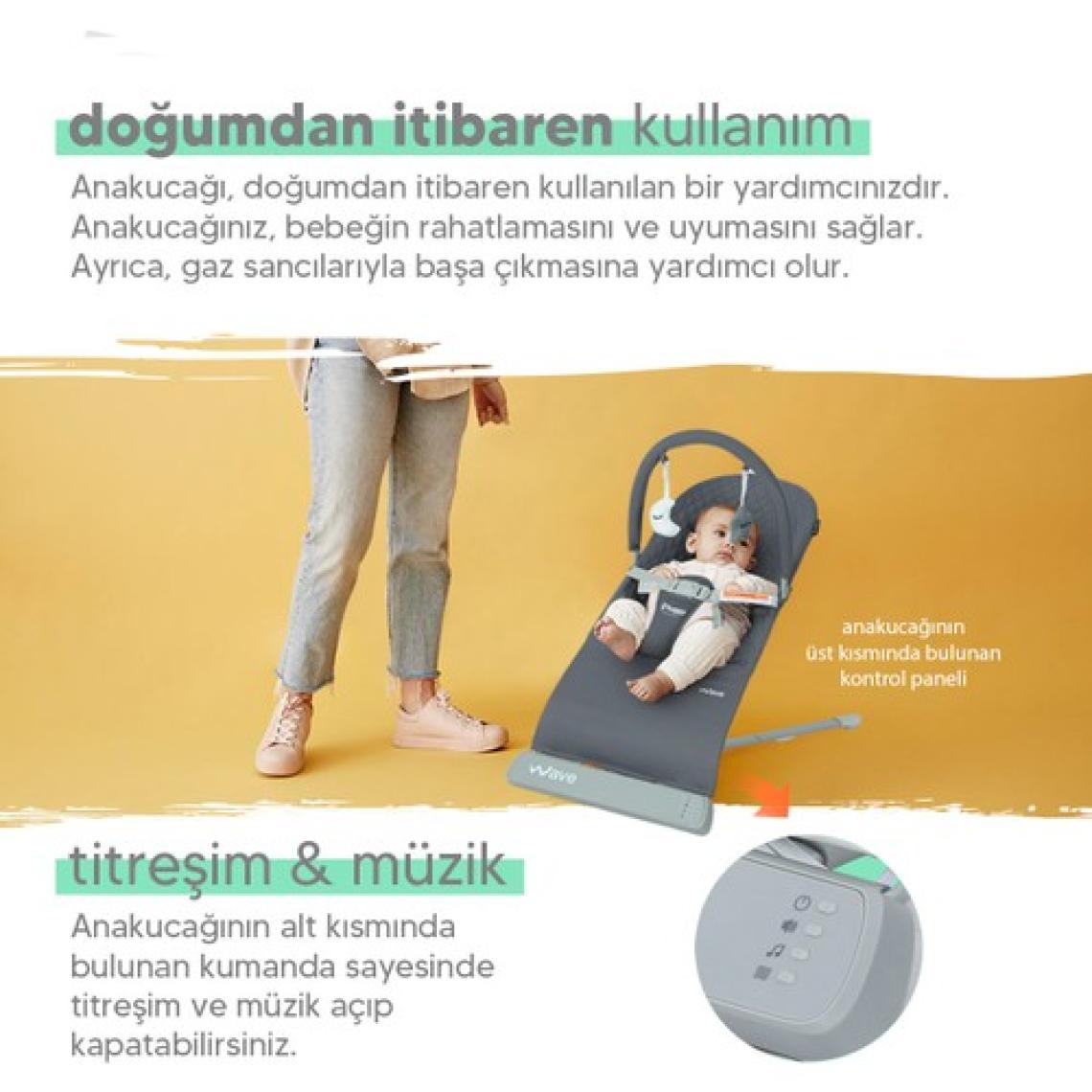 Huggy Wave Bebek Hareket Ettikçe Sallanabilen Kademeli Müzikli Titreşimli Anakucağı