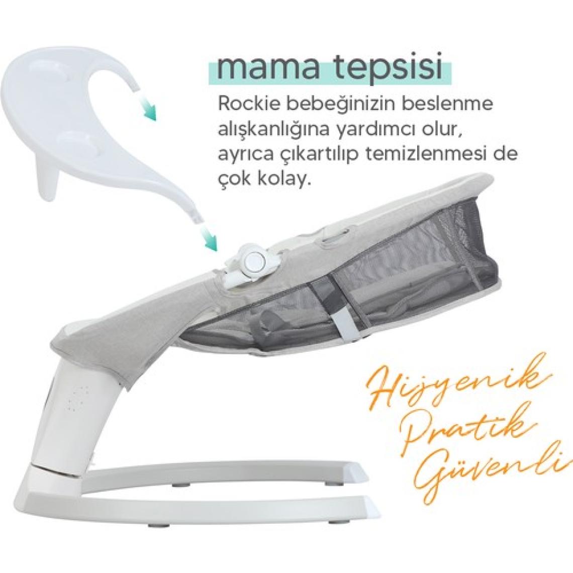 Huggy Rockie Yenidoğana Uygun Hareket Sensörlü Kumandalı Bluetooth Müzikli Mama Tepsili Ana Kucağı