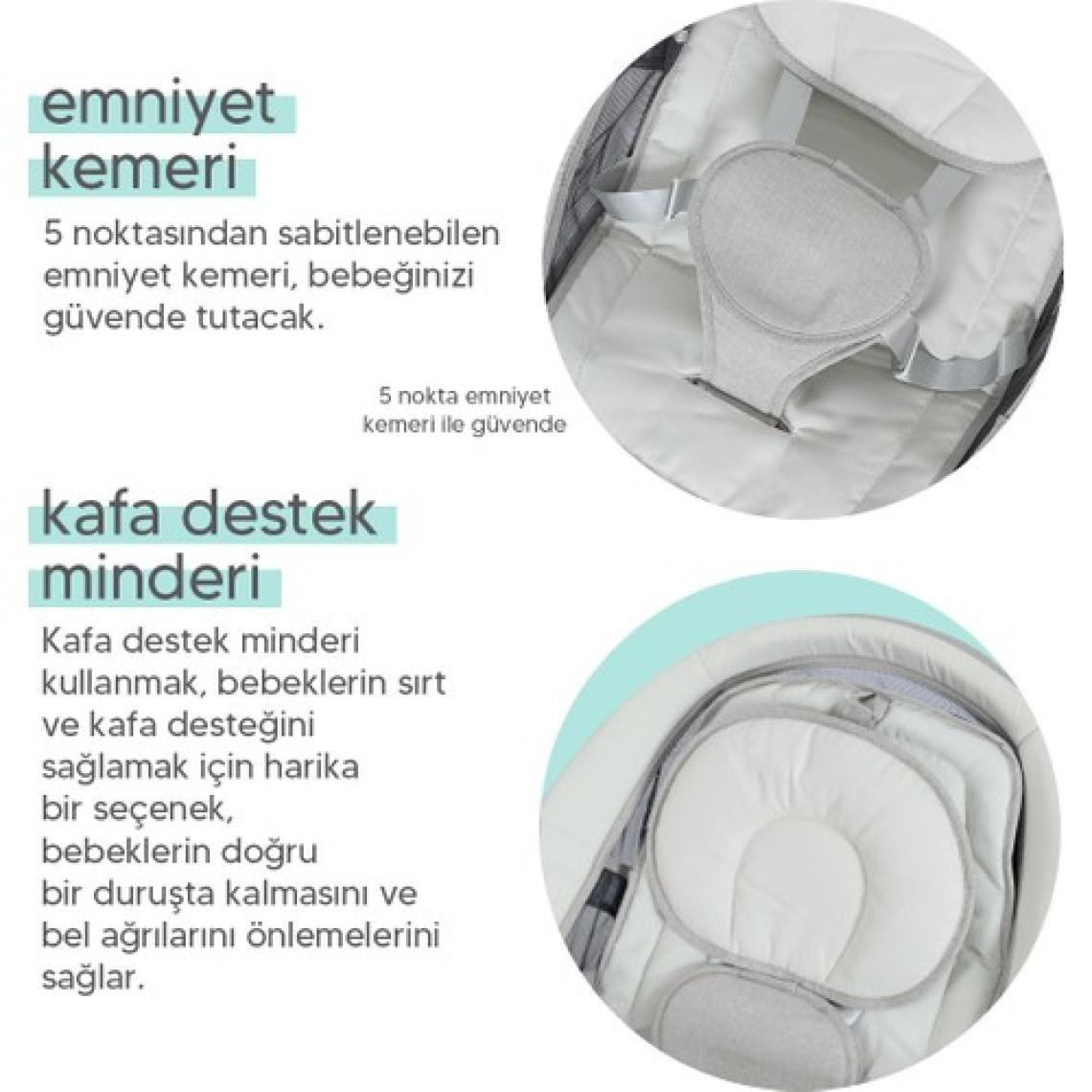 Huggy Rockie Yenidoğana Uygun Hareket Sensörlü Kumandalı Bluetooth Müzikli Mama Tepsili Ana Kucağı