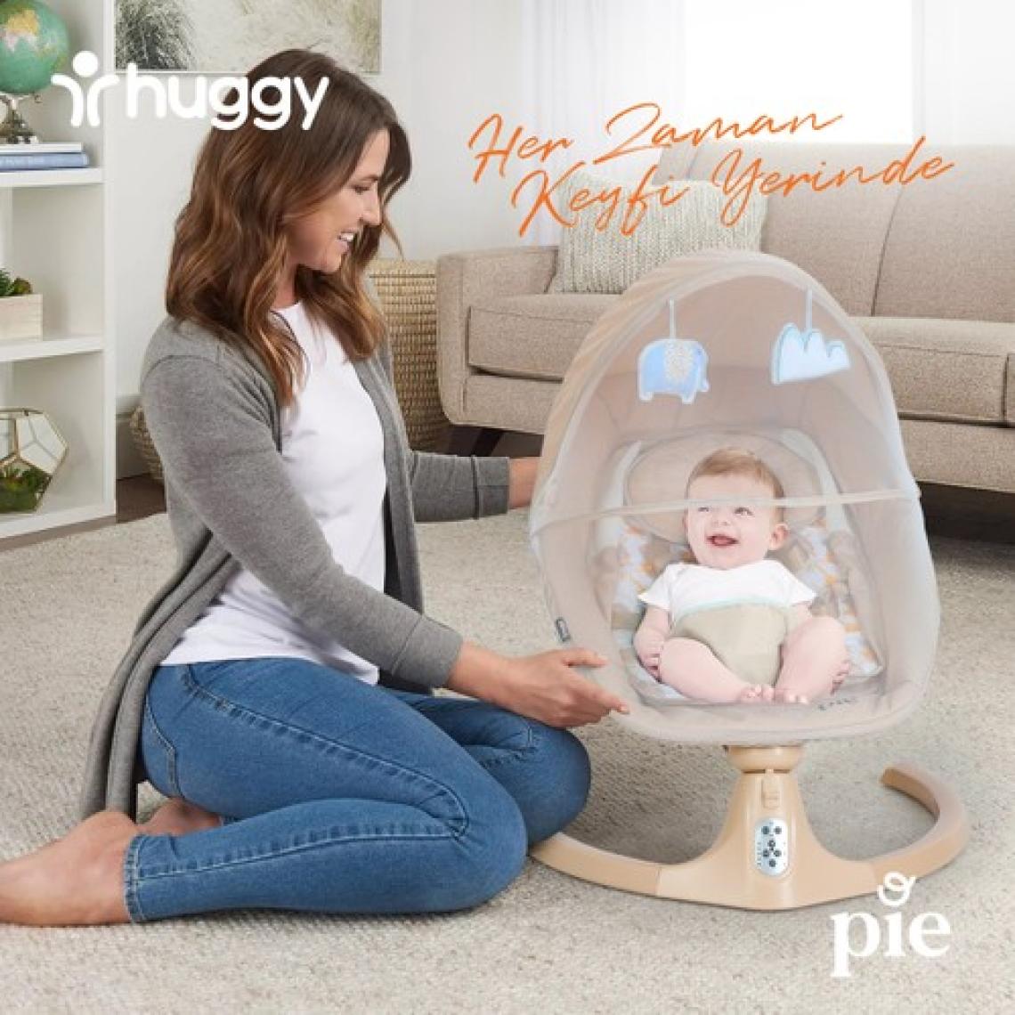 Huggy Pie Yenidoğana Uygun Otomatik Sallanabilir Kumandalı Bluetooth Müzikli Ana Kucağı
