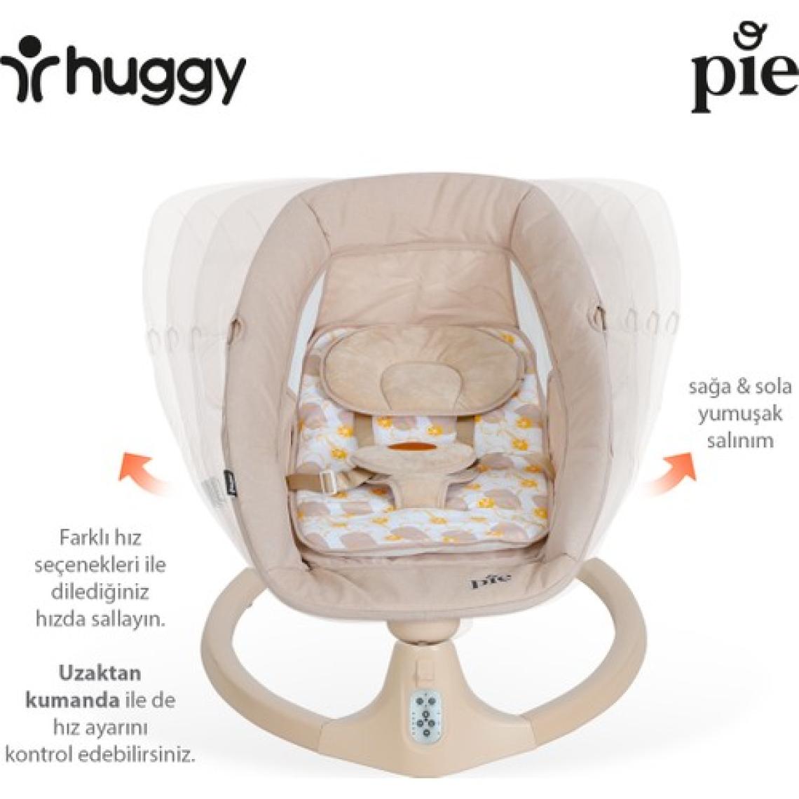 Huggy Pie Yenidoğana Uygun Otomatik Sallanabilir Kumandalı Bluetooth Müzikli Ana Kucağı