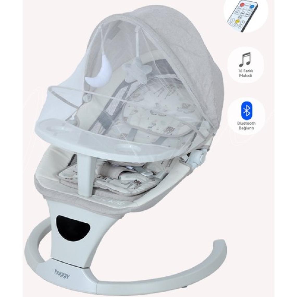 Huggy Rockie Yenidoğana Uygun Hareket Sensörlü Kumandalı Bluetooth Müzikli Mama Tepsili Ana Kucağı
