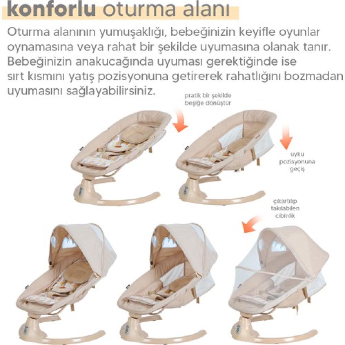 Huggy Pie Yenidoğana Uygun Otomatik Sallanabilir Hareket Sensörlü Kumandalı Bluetooth Müzikli Ana Kucağı