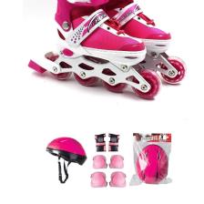 Pembe Ayarlanabilir, Full Set ( Kask Dizlik Seti Dahil) Çocuk Başlangıç Pateni