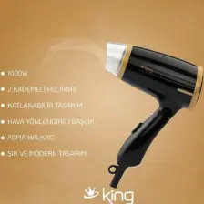 King Siyah Katlanır Vilda Saç Kurutma Makinesi KSK437