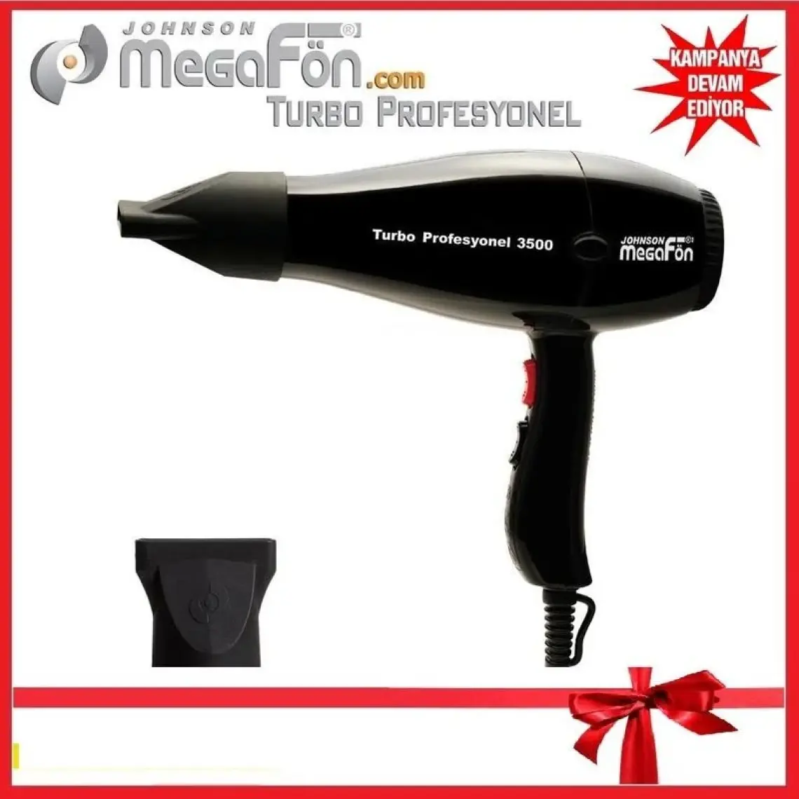 Johnson Megafön Turbo Profesyonel 3500 - 2400W Kuaför Tipi Saç Kurutma / Fön Makinesi