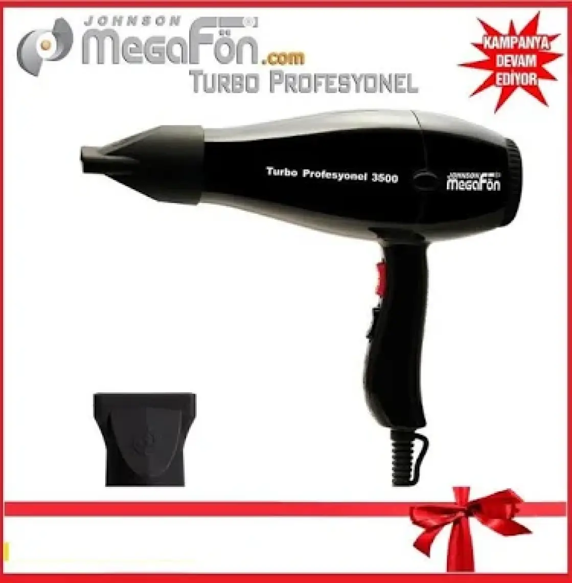 Johnson Megafön Turbo Profesyonel 3500 - 2400W Kuaför Tipi Saç Kurutma / Fön Makinesi