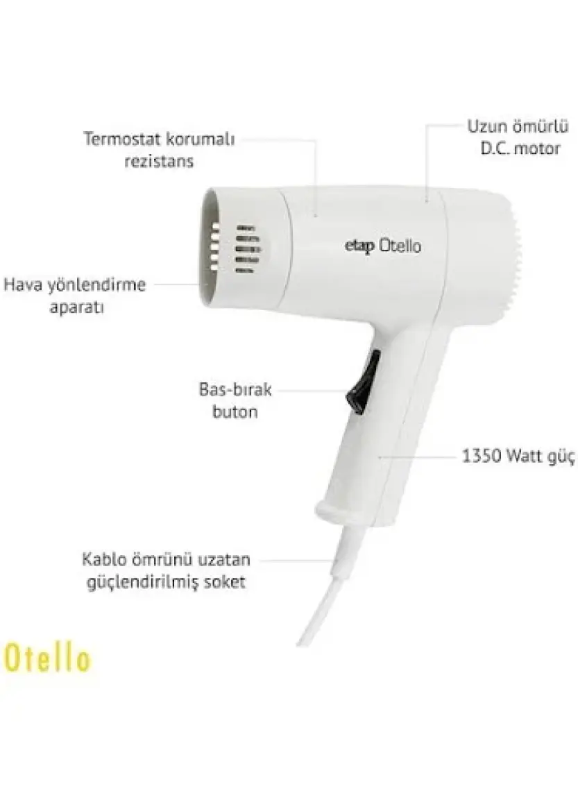 Etap Otello Duvara Monte Otel Tipi Saç Kurutma Makinesi