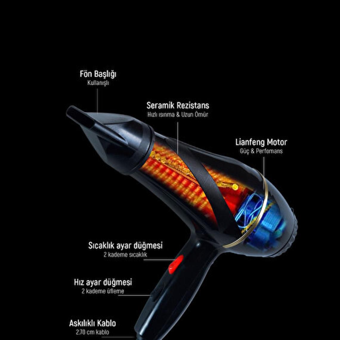 Bydiz BD609 2500 Watt Turbo Professional Saç Kurutma ve Fön Makinesi