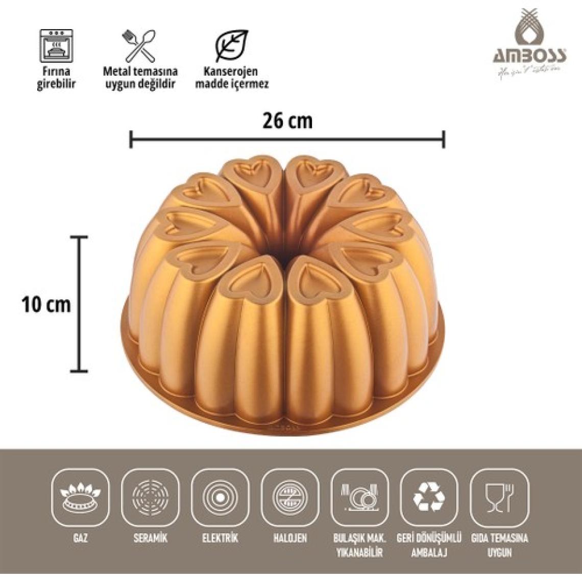 Amboss Ametist Döküm Kek Kalıbı Gold 26 cm