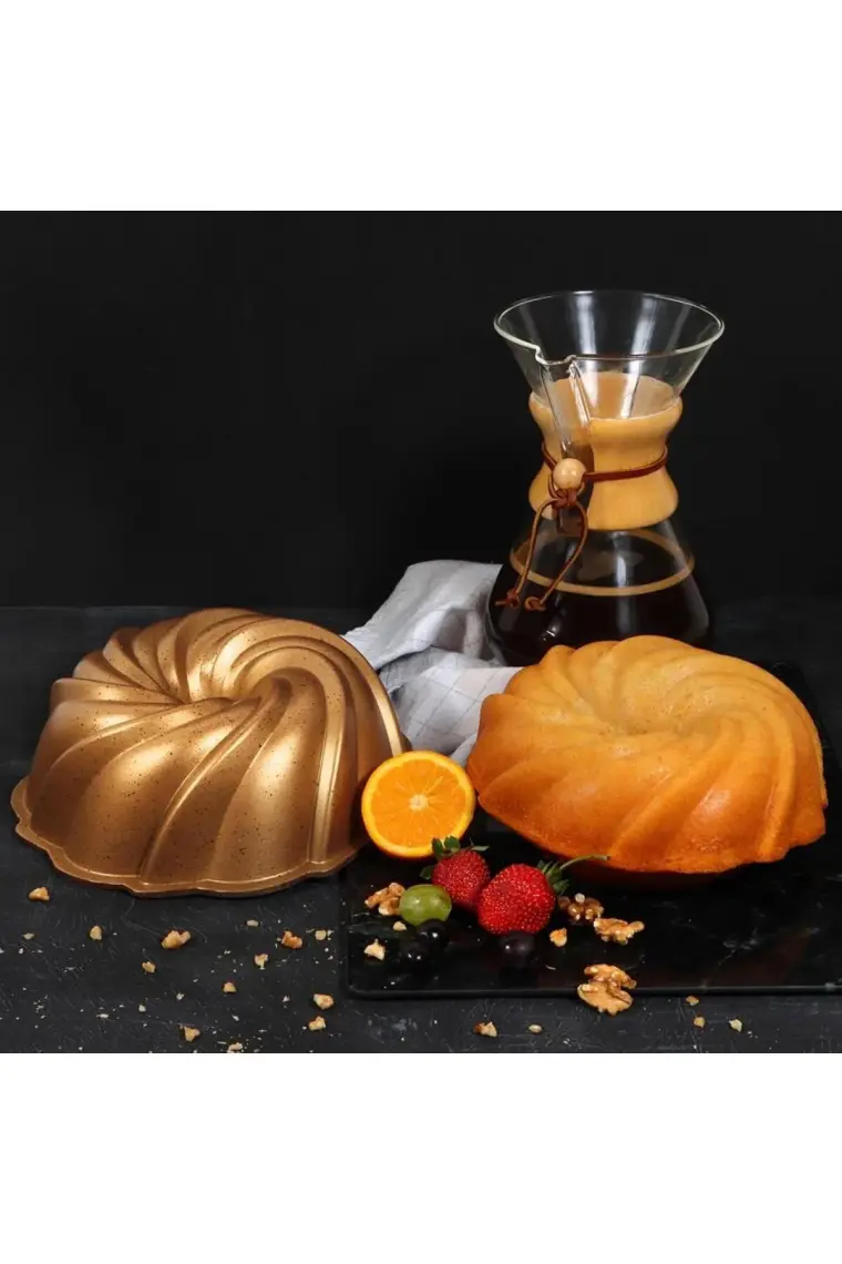 Serenk Fun Cooking Rüzgar Gülü Alüminyum Döküm Granit Kaplama Kek Kalıbı 24 cm Sarı