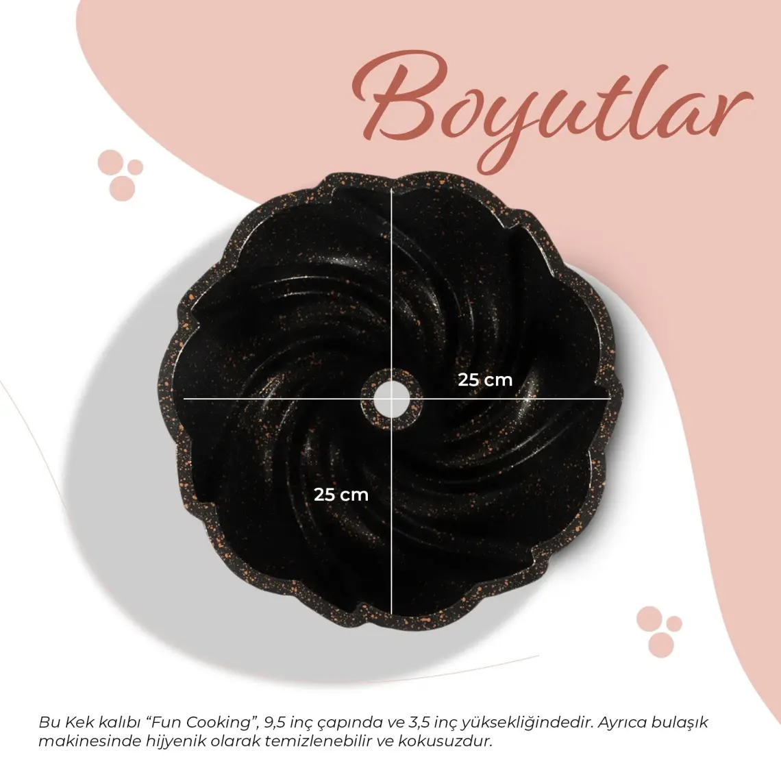 Serenk Fun Cooking Rüzgar Gülü Alüminyum Döküm Granit Kaplama Kek Kalıbı 24 cm Sarı