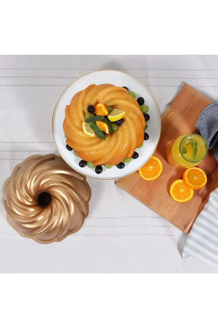 Serenk Fun Cooking Rüzgar Gülü Alüminyum Döküm Granit Kaplama Kek Kalıbı 24 cm Sarı