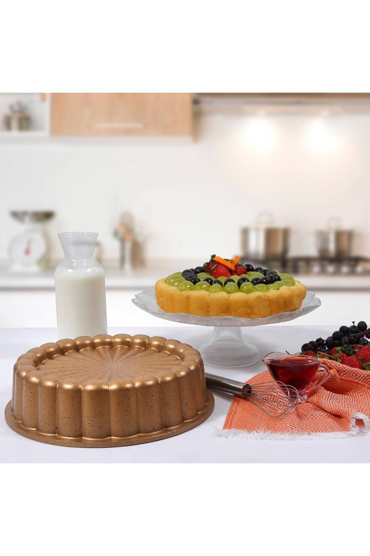 Serenk Fun Cooking Papatya Alüminyum Döküm Granit Kaplama Tart Kalıbı 28 cm Sarı