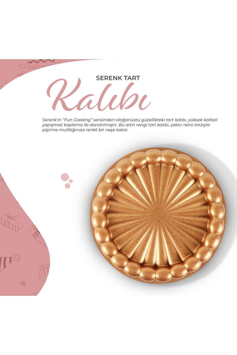 Serenk Fun Cooking Papatya Alüminyum Döküm Granit Kaplama Tart Kalıbı 28 cm Sarı