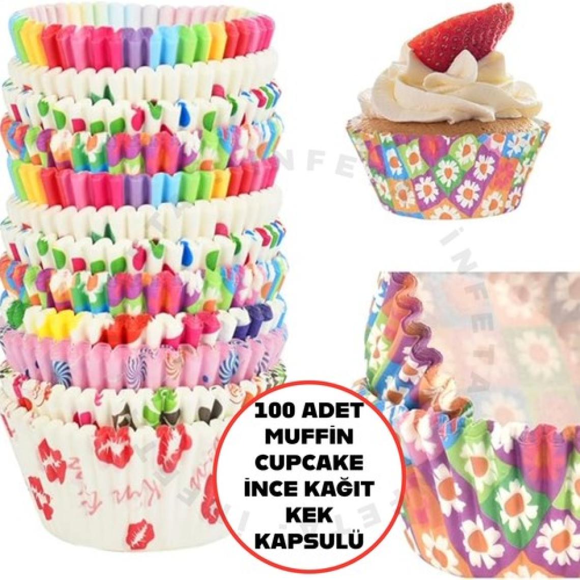 100 Adet Muffin Cupcake Kağıdı, Renkli Kağıt Muffin Kek Kalıbı