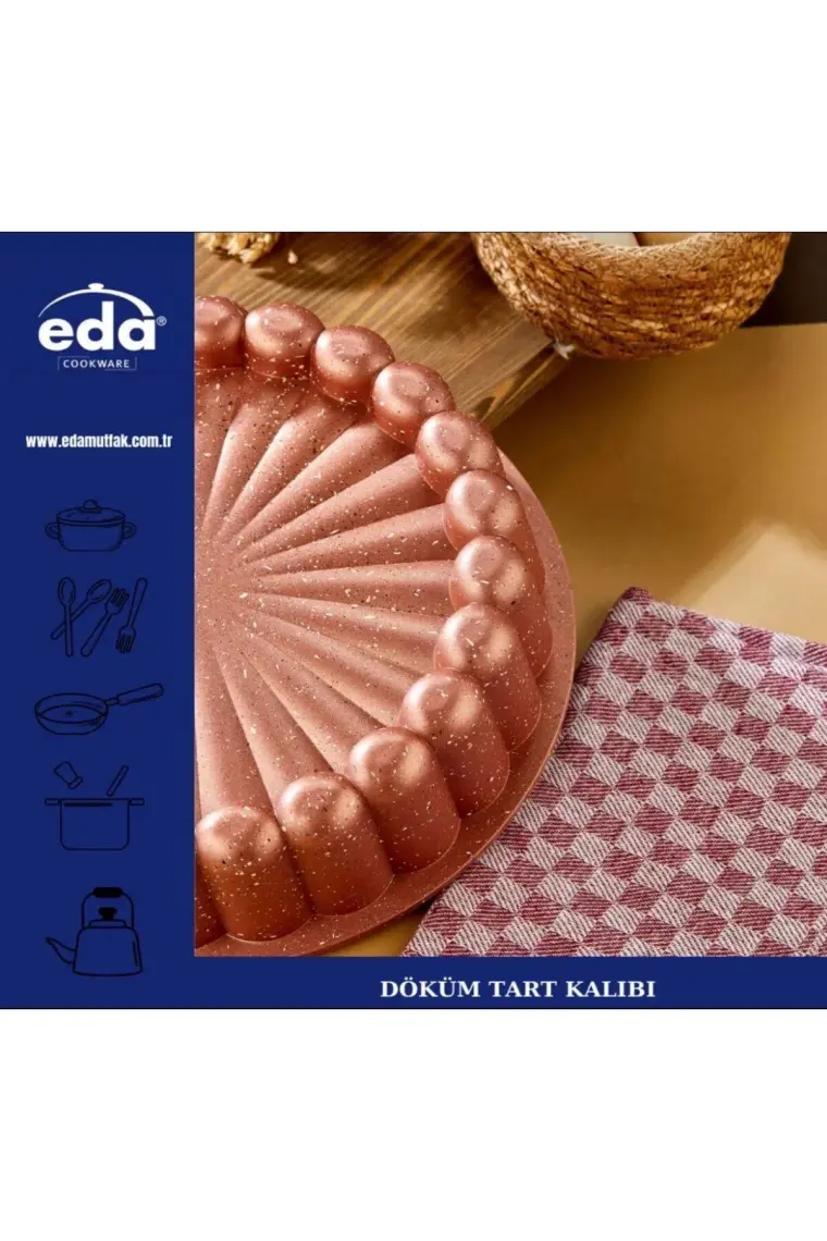 Eda Granit Kaplama 26 cm Dilimli Tart Kalıbı Rosegold Eda