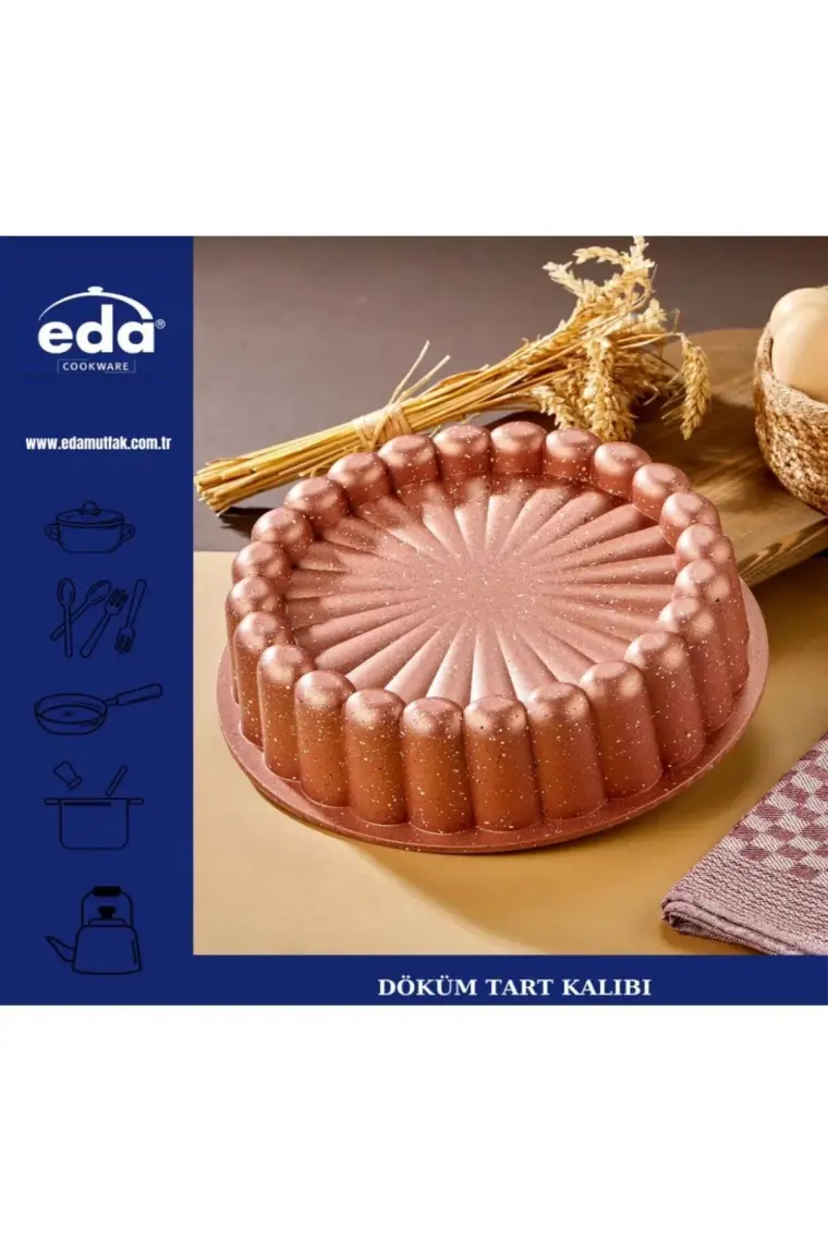 Eda Granit Kaplama 26 cm Dilimli Tart Kalıbı Rosegold Eda
