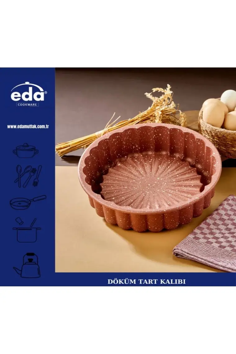 Eda Granit Kaplama 26 cm Dilimli Tart Kalıbı Rosegold Eda