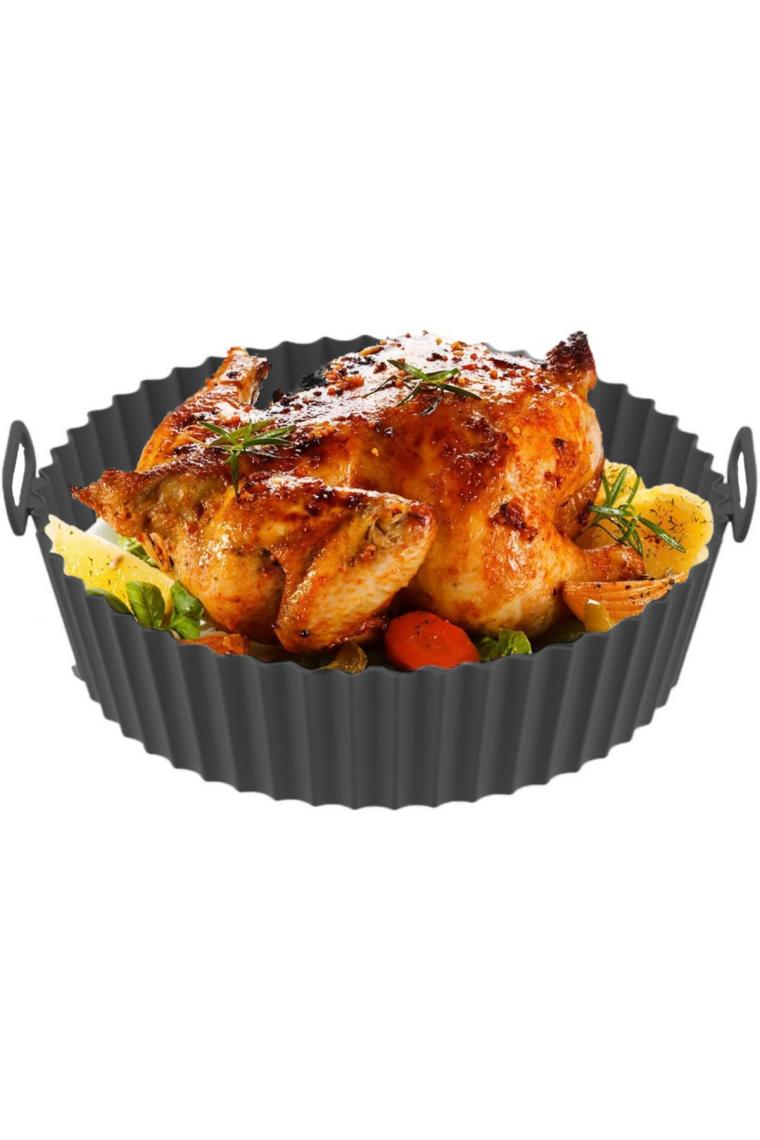 Trustmoda Tüm Airfryerlara Uyumlu Antrasit Renk Silikon Pişirme Kabı - Airfryer Silikon Kap - Bpa Free-1 Adet