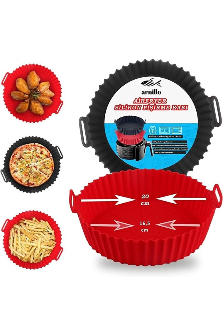 Trustmoda Tüm Airfryerlara Uyumlu Antrasit Renk Silikon Pişirme Kabı - Airfryer Silikon Kap - Bpa Free-1 Adet
