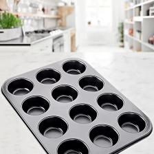 Muffin Kalıbı 12'Li Kek Pasta Kurabiye Cupcake Muffin Kalıbı Kek Çörek Fırın Kapsül Tepsisi Siyah