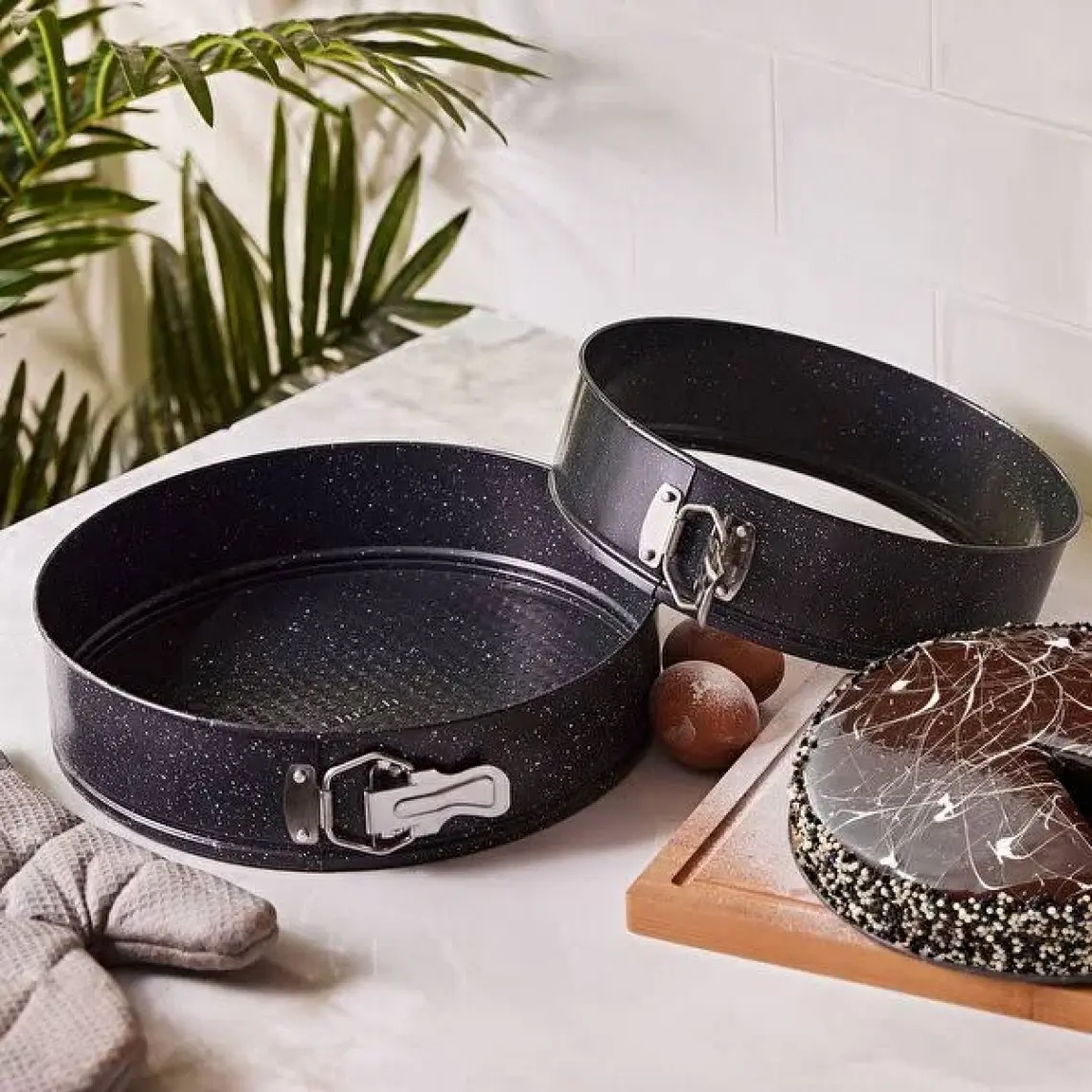 Emsan Alüminyum Kelepçeli Kek Kalıbı Seti - 24 cm ve 28 cm, Paslanmaz Çelik, Lacivert, Fırın ve Bulaşık Makinesi ile Uyumlu