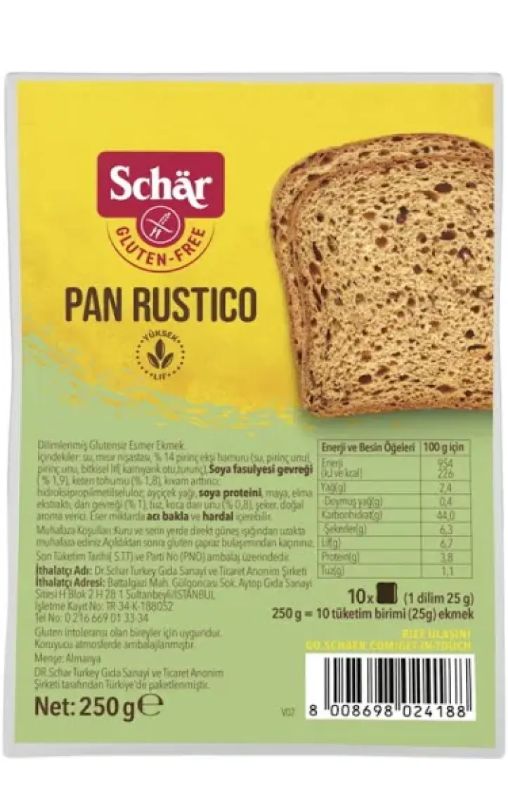 Schar Rustico Bread Lifli Glutensiz Ekmek 225 Gr.