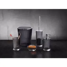 Primanova Nely Şeffaf Siyah 4'Lü Banyo Seti