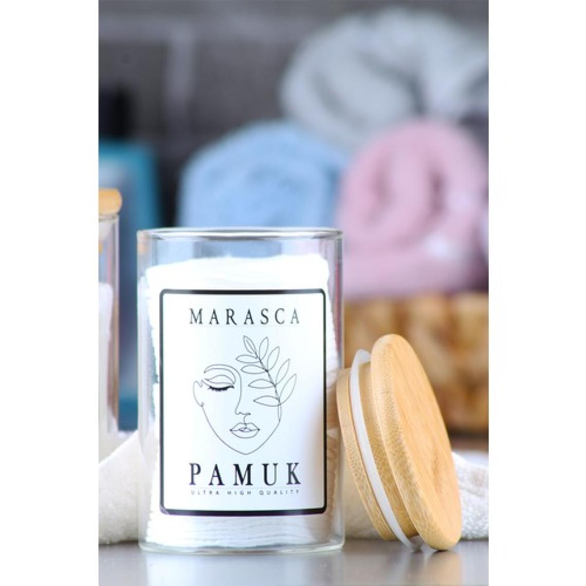 İncili Home 2li Marasca  Kulak Pamuğu ve Pamuk Kavanozu Bambu Kapaklı Cam Kav