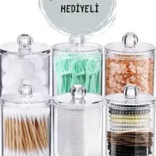 Böğürtlen Home Etiket 6'lı Banyo Seti Kulak Pamuğu Makyaj Pamuğu Pamukluk Düzenleyici Çok Amaçlı Set