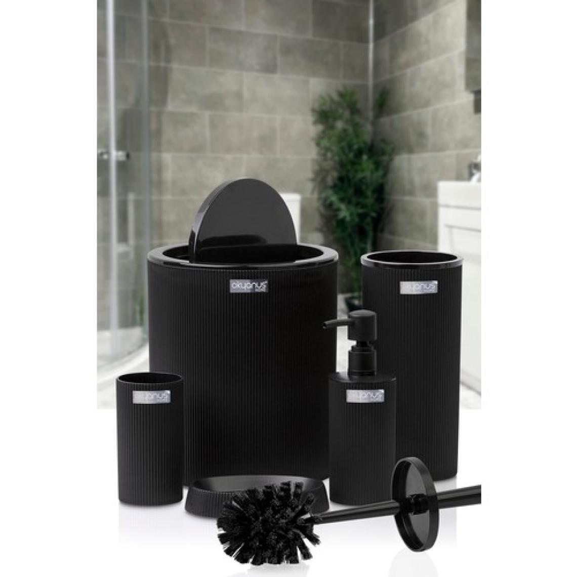 Okyanus Home Mina Siyah Çizgili Yuvarlak Banyo Seti